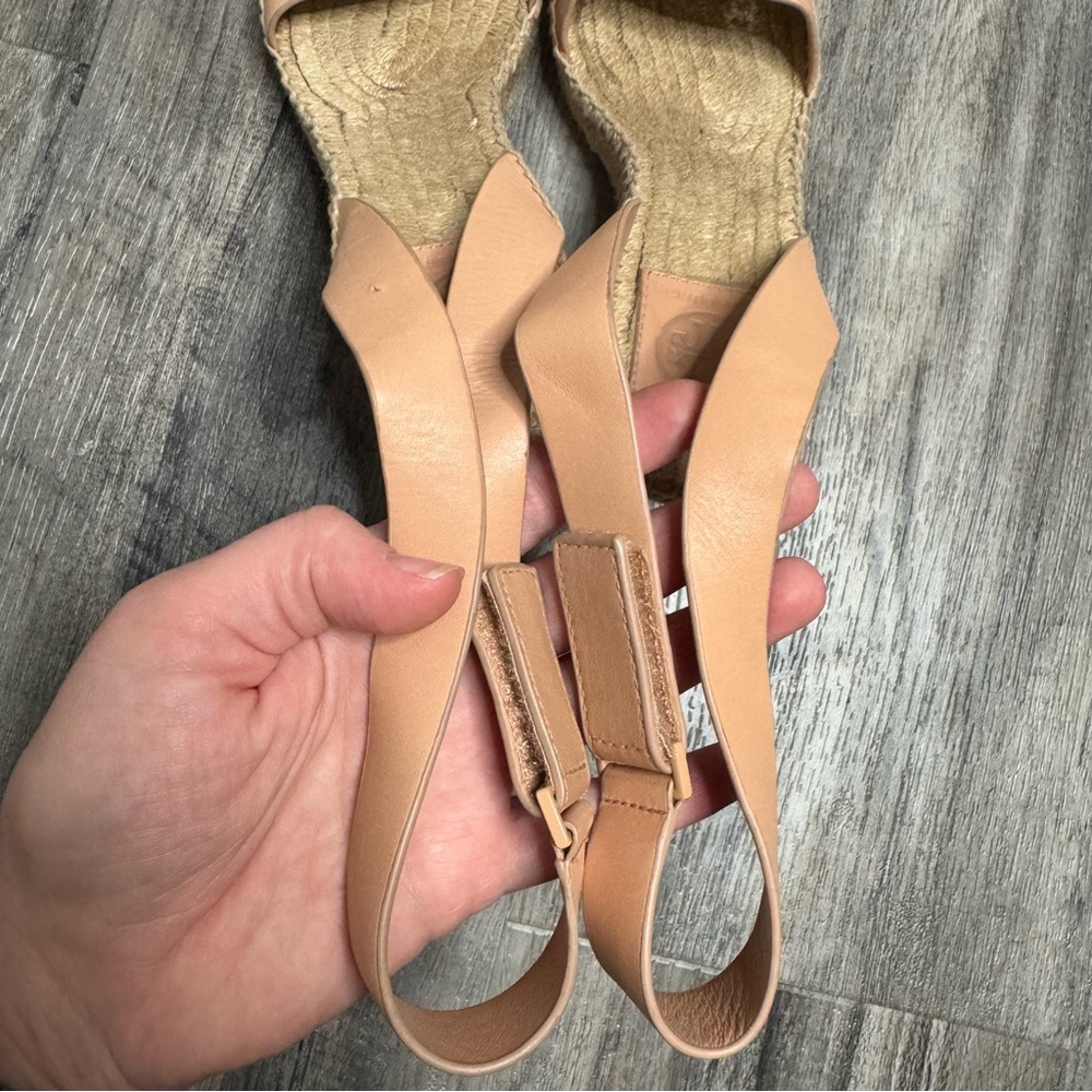 Tory Burch Bima 2 Espadrille Wedge Leather Strap Sandals Size 7 - Picture 7 of 11